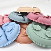 Silicone Baby Sucker Plate & Rice Spoon Set Cute Cartoon Tableware