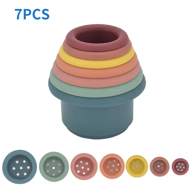 Baby Silicone Stacking Cups – Montessori Hourglass Tower Toy - BIG FRENCHIES