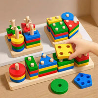 Montessori Wooden Building Blocks – Educational Color & Shape Toy - BIG FRENCHIES
