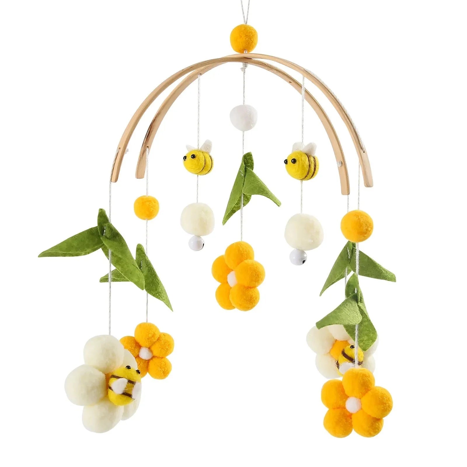 Wooden Baby Crib Mobile with Music Box Bell