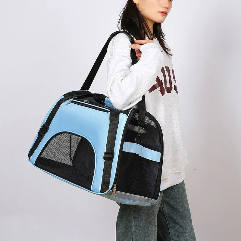 Portable Cat & Dog Carrier Bag – Foldable Breathable Travel Handbag - BIG FRENCHIES