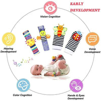 Baby Rattle Socks & Wrist Strap Set – Soft Animal Toys for 0–12 Months - BIG FRENCHIES