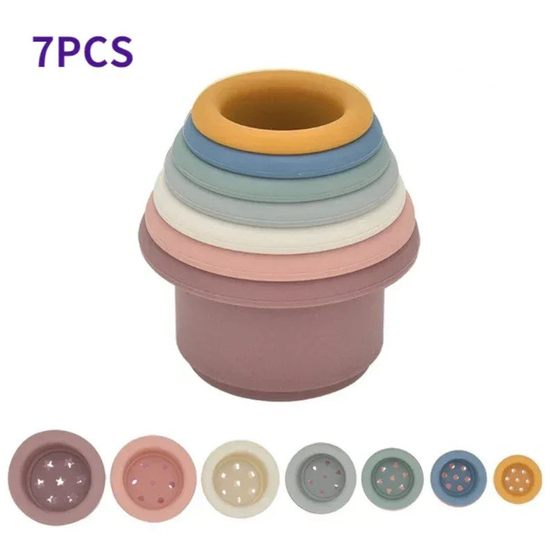 Baby Silicone Stacking Cups – Montessori Hourglass Tower Toy - BIG FRENCHIES