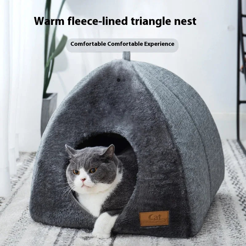 Heated Cat Bed – Self Warming Triangle Cat Cave for Indoor Pets - BIG FRENCHIES