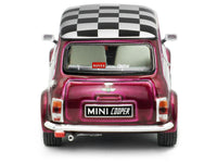 1997 Mini Cooper Sport Purple Metallic with White Stripes and Checkered Top 1/43 Diecast Model Car by Solido