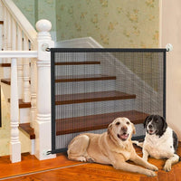 Pet Dog Safety Barrier Fence – Folding Mesh Gate with 4 Hooks for Stairs & Doorways - BIG FRENCHIES