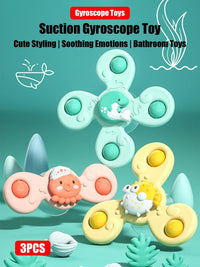 Baby Suction Cup Spinning Toys – 3pc Cartoon Animal Fidget Set - BIG FRENCHIES