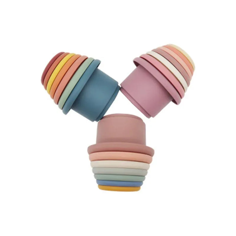 Baby Silicone Stacking Cups – Montessori Hourglass Tower Toy - BIG FRENCHIES