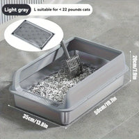 KEMORELA Stainless Steel Cat Litter Box with Lid | Enclosed High-Sided