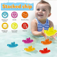 Baby Stacking Bath Toys – Rainbow Cups, Boats & Spoons Set - BIG FRENCHIES