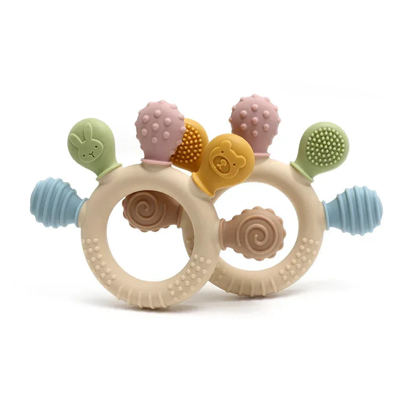 Silicone Baby Ring Teether – Multicolor Sensory Gum Relief Toy - BIG FRENCHIES