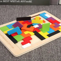 Wooden Blocks Puzzle Toy – Montessori 3D Tangram Brain Teasers - BIG FRENCHIES