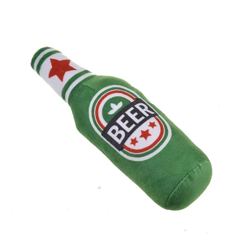 Plush Beer Bottle Dog Toy – Squeaky, Bite-Resistant, Teeth Cleaning - BIG FRENCHIES