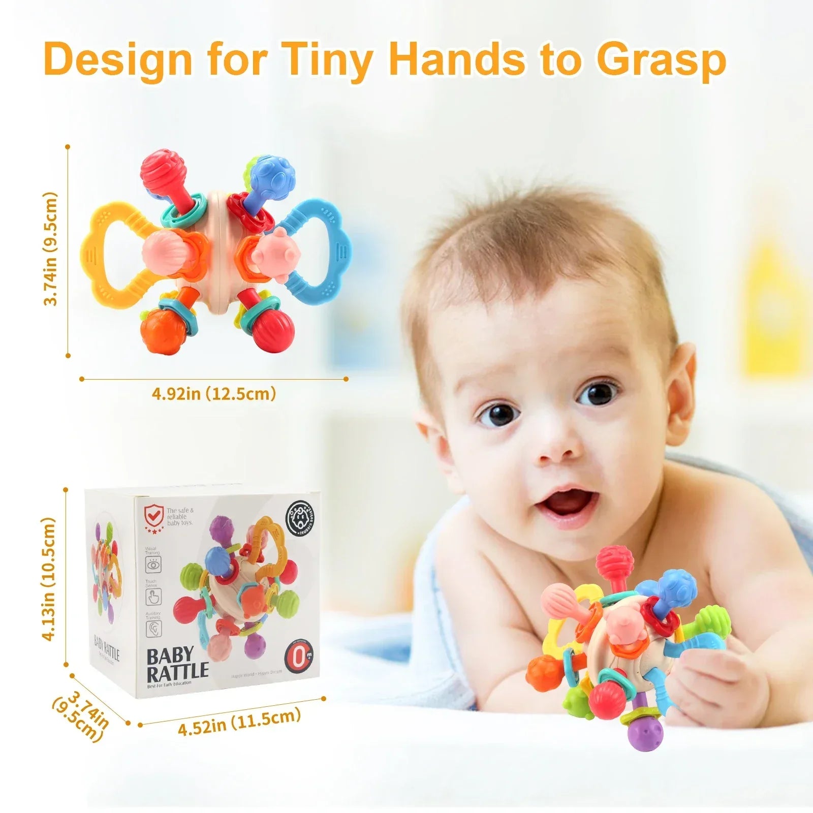 Baby Silicone Manhattan Ball – Soft Teether & Rattle Toy 0–12 Months - BIG FRENCHIES