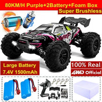 4WD RC Off-Road Car - 1:16 High-Speed Brushless Truck, 50-80KM/H, 4x4 Drift Racing Toy for Kids & Adults