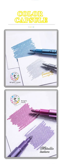 12 Colors Metallic Markers Pens Silver Gold Paint Pens for Black Paper, Glass, Rock Painting