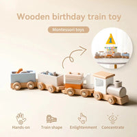 Wooden Train Birthday Toy Montessori Baby Learning