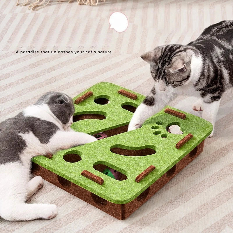 Cat Fun Box – Interactive Puzzle Toy for Indoor Cats, Scratching & Digging Activity Box with Bell Balls - BIG FRENCHIES