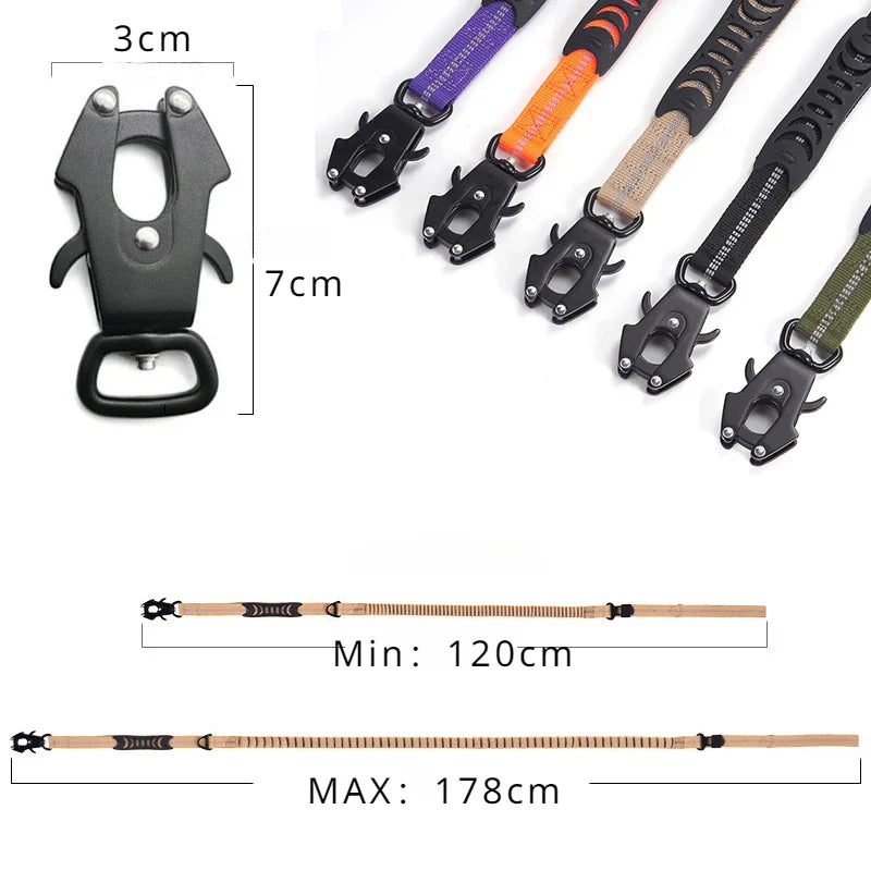 Reflective Shock Absorbing Bungee Dog Leash with Seatbelt Clip - BIG FRENCHIES