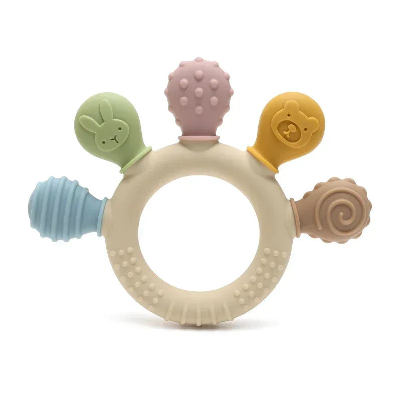 Silicone Baby Ring Teether – Multicolor Sensory Gum Relief Toy - BIG FRENCHIES
