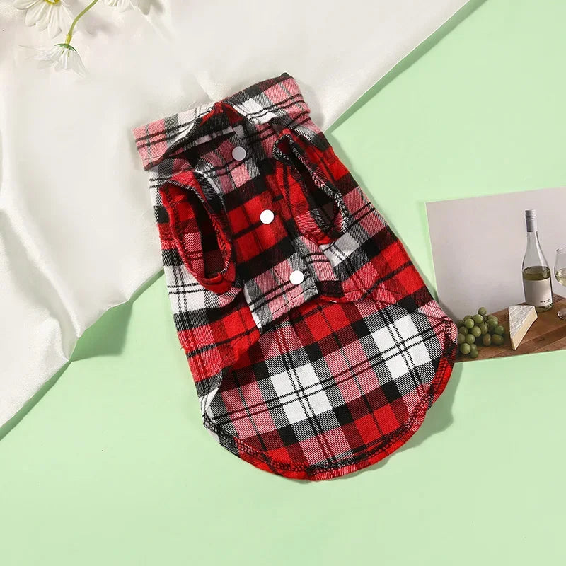 British Style Plaid Dog Shirt – Cotton Pet Clothes for Small Dogs & Cats - BIG FRENCHIES