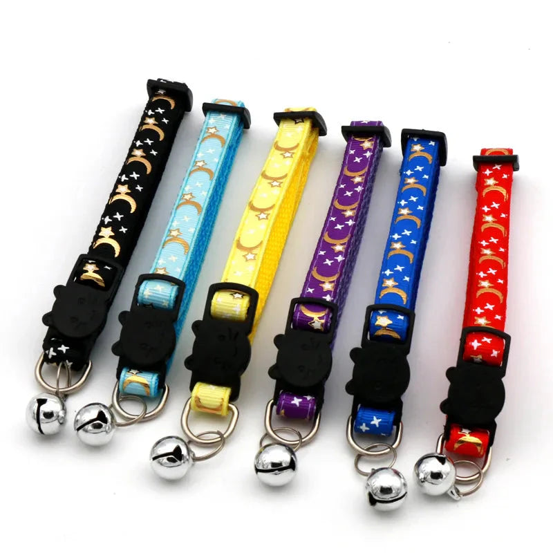 Cat Collar with Bell – Adjustable Star & Moon Pet Necklace-Pet Collars & Leashes-BIG FRENCHIES-Econic Blanks