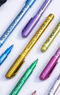 12 Colors Metallic Markers Pens Silver Gold Paint Pens for Black Paper, Glass, Rock Painting