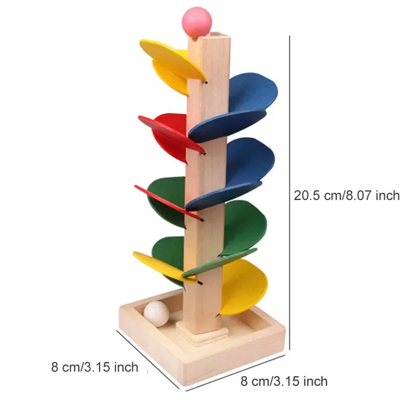Mini Colorful Tree Marble Ball Run – Montessori Wooden Educational Toy - BIG FRENCHIES