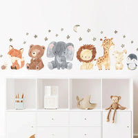 Watercolor Cartoon Animals Wall Stickers