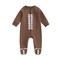 Baby Boys Girls Jumpsuit Long Sleeve Round Neck Romper Football Footie Bodysuit - BIG FRENCHIES