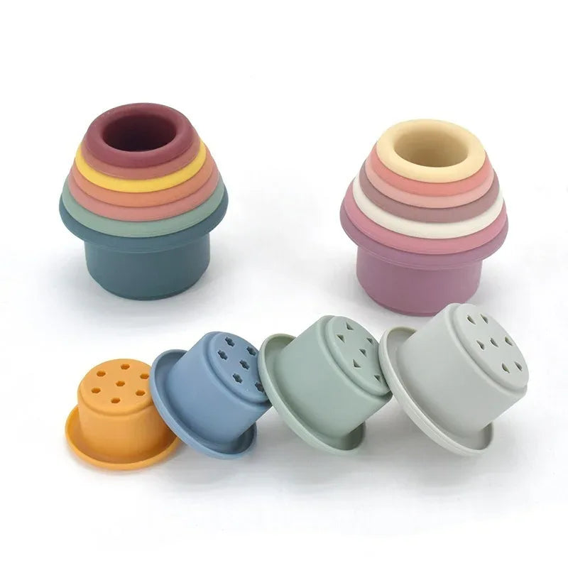 Baby Silicone Stacking Cups – Montessori Hourglass Tower Toy - BIG FRENCHIES