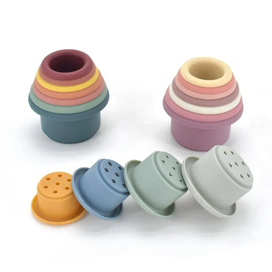 Baby Silicone Stacking Cups – Montessori Hourglass Tower Toy - BIG FRENCHIES
