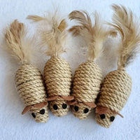 Sisal Mouse Cat Toy – Bite-Resistant Interactive Plush (1/4pcs) - BIG FRENCHIES
