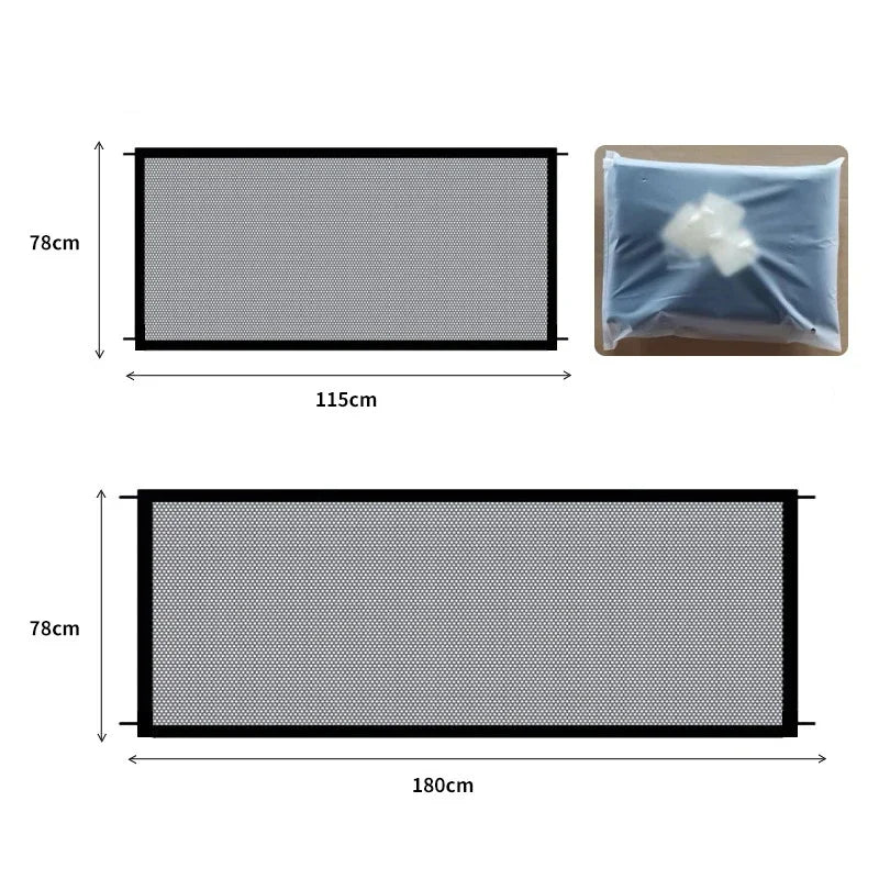 Pet Dog Safety Barrier Fence – Folding Mesh Gate with 4 Hooks for Stairs & Doorways - BIG FRENCHIES