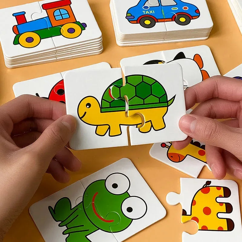 32Pcs Toddler Matching Cards – Montessori Animal & Shape Puzzle Set - BIG FRENCHIES
