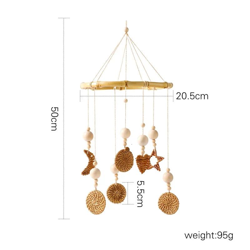 Baby Wooden Bed Bell Cartoon Rabbit Mobile