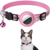 Cat AirTag Holder Collar – Adjustable Reflective Breakaway Kitten Collar with Bell & Waterproof AirTag Case - BIG FRENCHIES