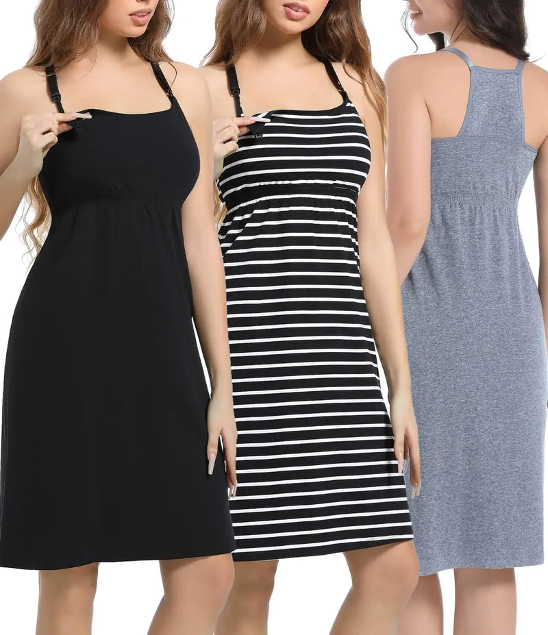 SUIEK Womens Maternity Nursing Tank Tops Cotton Breastfeeding Nightgown Maternity Sleepwear (X-Large) - # BAGE211510126-NURSG - BIG FRENCHIES