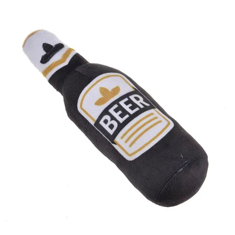 Plush Beer Bottle Dog Toy – Squeaky, Bite-Resistant, Teeth Cleaning - BIG FRENCHIES