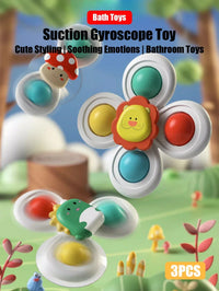 Baby Suction Cup Spinning Toys – 3pc Cartoon Animal Fidget Set - BIG FRENCHIES
