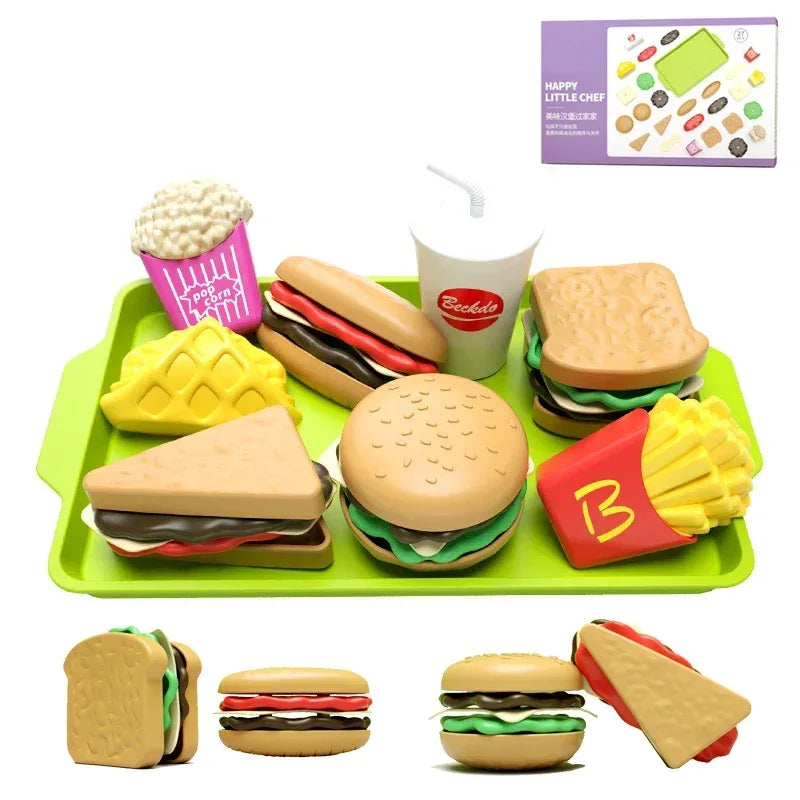 Children Hamburger Pretend Play Kitchen Toy Set – Sandwich & Fries - BIG FRENCHIES