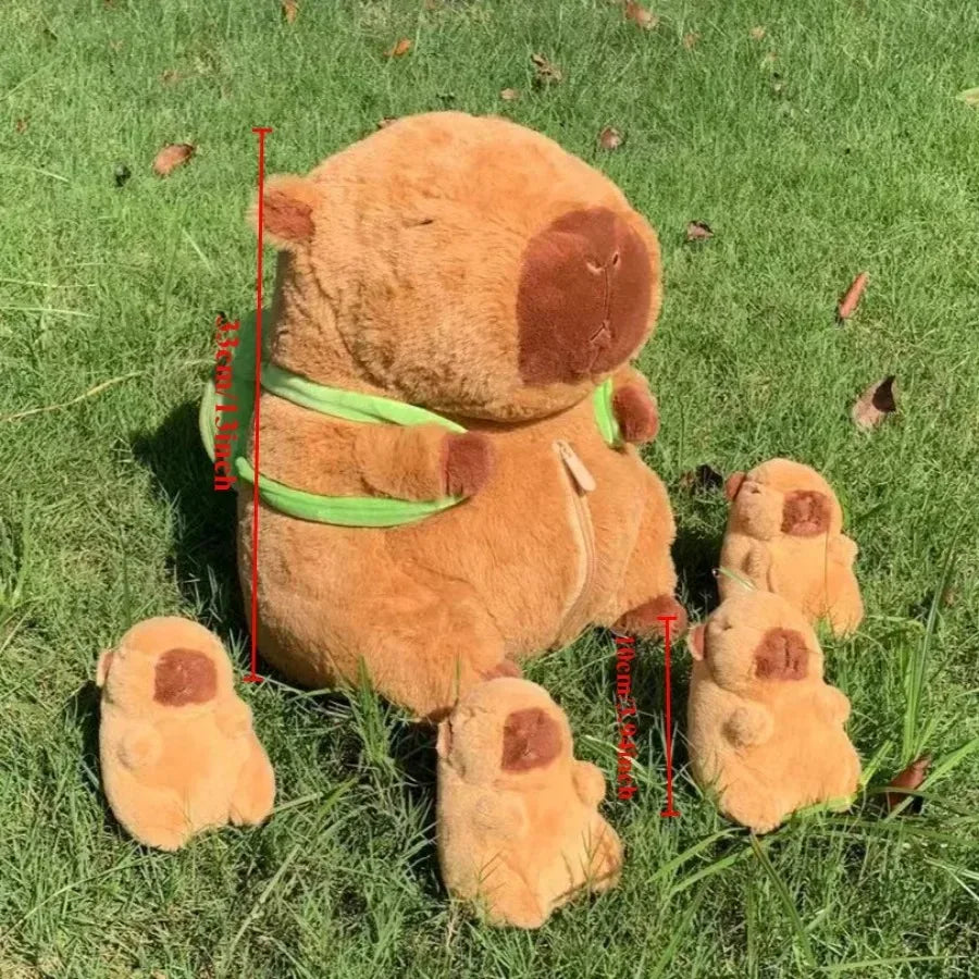 Capybara Plush Toy Set – Mommy with 4 Little Capibara Plush Dolls - BIG FRENCHIES