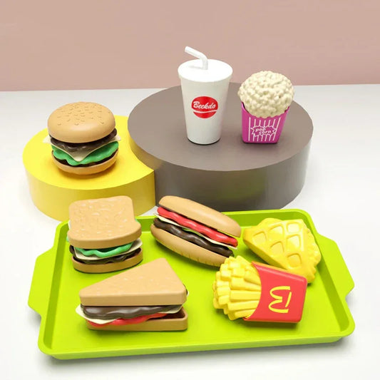 Children Hamburger Pretend Play Kitchen Toy Set – Sandwich & Fries - BIG FRENCHIES
