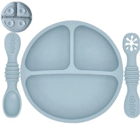 Silicone Baby Sucker Plate & Rice Spoon Set Cute Cartoon Tableware