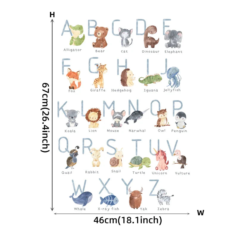 Watercolor Cartoon Animals Wall Stickers