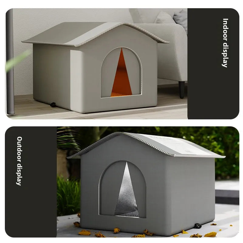 Waterproof Outdoor Pet House – Winter Warm Cat & Small Dog Cave Bed | Foldable, Washable, Cozy Shelter - BIG FRENCHIES