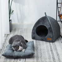 Heated Cat Bed – Self Warming Triangle Cat Cave for Indoor Pets - BIG FRENCHIES