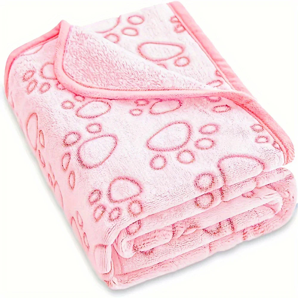 Soft Fluffy Pet Blanket – Cute Paw Print Warm Fleece Mat for Dogs & Cats - BIG FRENCHIES