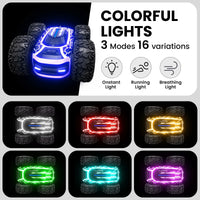 RC Stunt Car with LED Lights - 360° Rotating Double-Sided Remote Control Car for Kids, 2.4GHz, Black