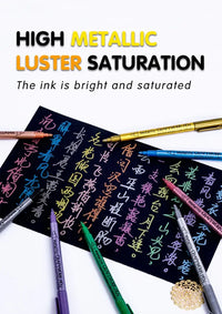12 Colors Metallic Markers Pens Silver Gold Paint Pens for Black Paper, Glass, Rock Painting